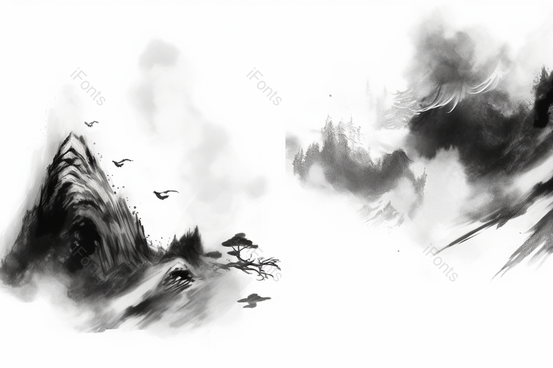 奇特的特别的水墨画黑白背景自然飞鸟,插画/手绘图,插画/手绘图库,插画/手绘图下载,插画/手绘